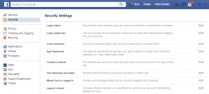 Facebook Legacy contact Settings