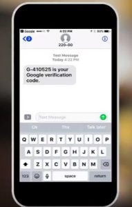 Two Factor Authentication Text Screenshot