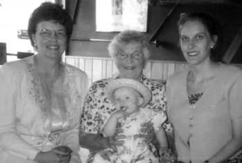 Amy with daughter, mom and grandma