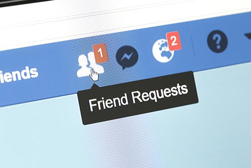 Facebook web page closeup with notifications