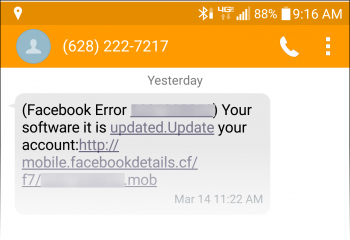 Example of phishing text