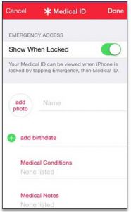 Medical ID Show When locked screen
