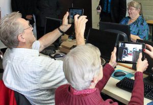 Older adults using tablets