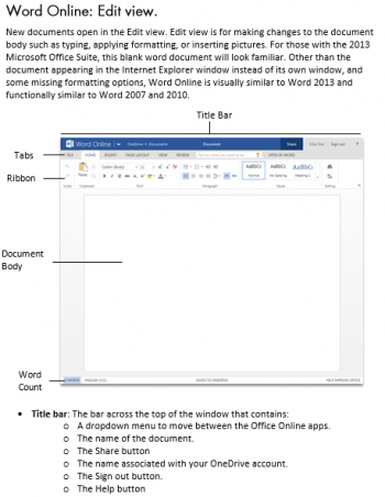 Screen shot of Word Online Connections course page