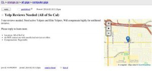 Yelp review on Craigslist