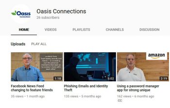 Oasis Connections YouTube Channel Front Page