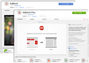 Adblock and Adblocker Plus Chrome store ads
