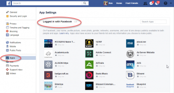 Apps Connected to Facebook