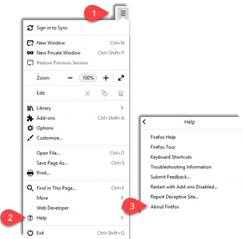 Firefox menu options prompts