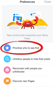 Facebook Prioritize Option