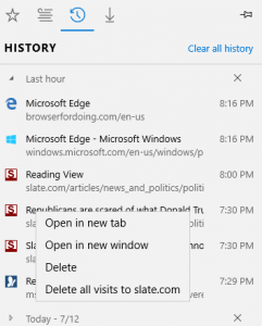 Microsoft Edge Delete History