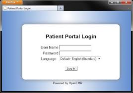 Patient portal login screen