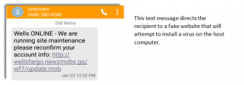 Phishing cell phone text screenshot
