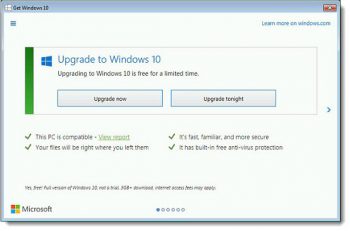 Windows 10 Upgrade now or later prompt