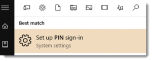Windows 10 set up pin number setting