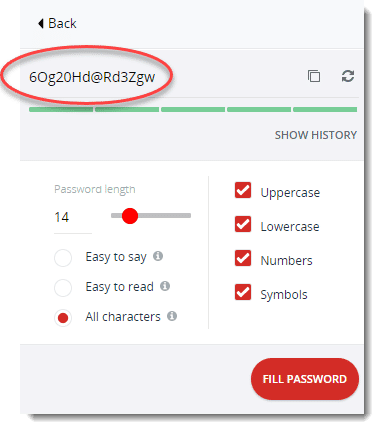 LastPass generated password