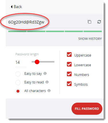 lastpass generated password history