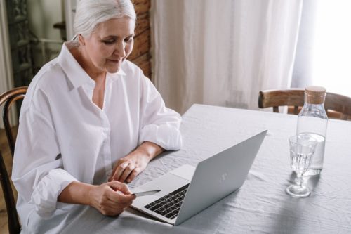 Older adult shopping online