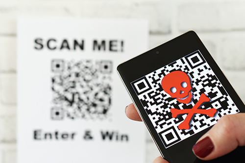 QR code scam concept - scanning a fraudulent QR code can lead to